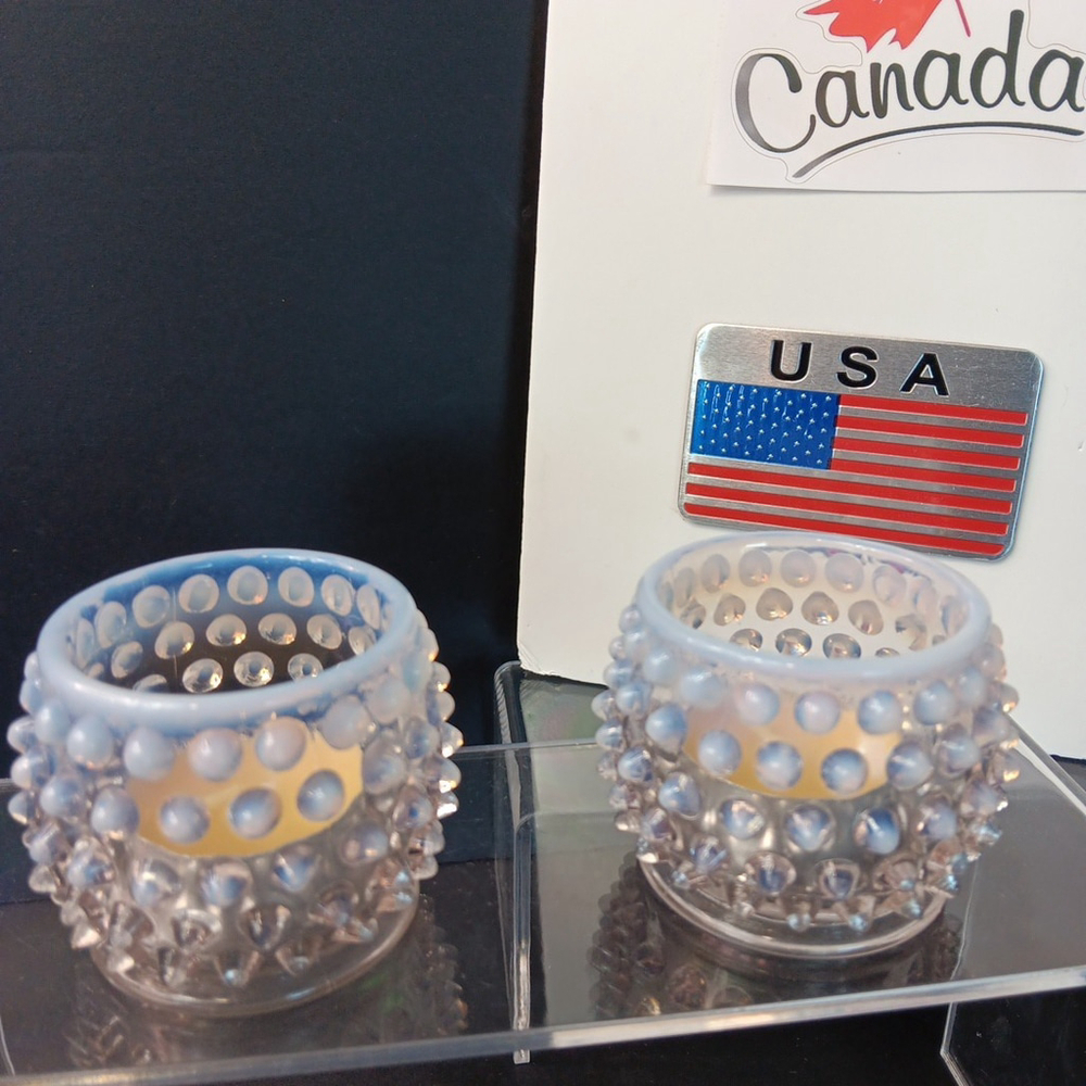 Fenton Candle Holders Pair Gorgeous Tealight Holders Very Good Condition